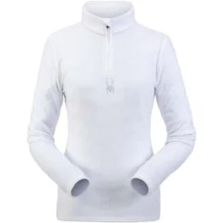 Spyder Shimmer Bug Zip T-Neck - Women's - 2023 Model -Ski Supplies Store 194091100 spyn shim bug zipt white front