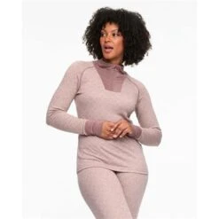 Kari Traa Voss Cashmere Mix Half Zip - Women's -Ski Supplies Store 623108 taupe model 1 2223fw