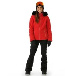 Nils Niseko Faux Fur Parka - Women's -Ski Supplies Store FW23 Nils WomensNisekoFauxFur Red Model3
