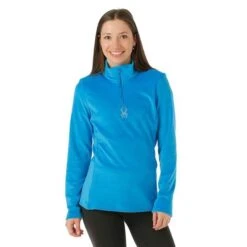 Spyder Shimmer Bug Zip T-Neck - Women's - 2023 Model -Ski Supplies Store FW23 Spyder WomensShimmerBugZipTNeck Collegiate Model