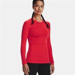 Under Armour ColdGear Authentic Crew - Women's 9 Under Armour ColdGear Authentic Crew - Women's -Ski Supplies Store fw23 und 1368701 red blk 1
