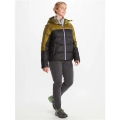 Marmot Guides Down Hoody - Women's -Ski Supplies Store fw23 marmot womensguidesdownhoody blackmilitarygreen 3