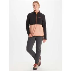 Marmot Rocklin 1/2 Zip - Women's -Ski Supplies Store fw23 marmot womensrocklinhalfzip blackrosegold 3