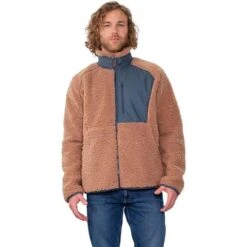 Obermeyer Landry Sherpa Jacket - Men's -Ski Supplies Store fw23 obermeyer menslandrysherpajacket saddle
