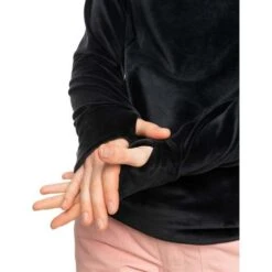 Roxy Deltine Fleece Pullover - Women's -Ski Supplies Store fw23 roxy womensdeltinefleecetop trueblack 4