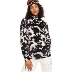 Roxy Deltine Fleece Pullover - Women's -Ski Supplies Store fw23 roxy womensdeltinefleecetop trueblacknimal 1