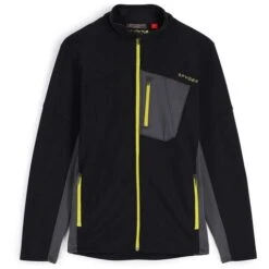 Spyder Bandit Full Zip Fleece Jacket - Men's -Ski Supplies Store fw23 spyder mensbanditfullzipfleecejacket blackcitron 1