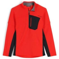 Spyder Bandit Half Zip Fleece Jacket - Men's -Ski Supplies Store fw23 spyder mensbandithalfzipfleecejacket volcano 1