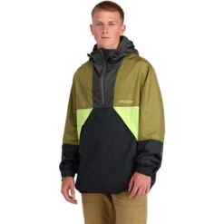 Spyder Belford Windbreaker Anorak Jacket - Men's 9 Spyder Belford Windbreaker Anorak Jacket - Men's -Ski Supplies Store fw23 spyder mensbelfordwindbreakeranorakjacket olivedrabbalck 1