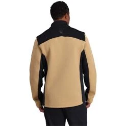 Spyder Encore Half Zip Fleece Jacket - Men's -Ski Supplies Store fw23 spyder mensencorehalfzipfleecejacket blacktannin 2