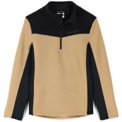 Spyder Encore Half Zip Fleece Jacket - Men's -Ski Supplies Store fw23 spyder mensencorehalfzipfleecejacket blacktannin 3