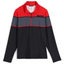 Spyder Spirit Of '78 Zip T-Neck - Men's -Ski Supplies Store fw23 spyder mensspiritof78ziptneck volcanoblack 1
