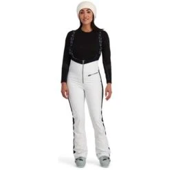 Spyder Strutt Bib Softshell Pant - Women's -Ski Supplies Store fw23 spyder womensstruttbibsoftshellpant white 1