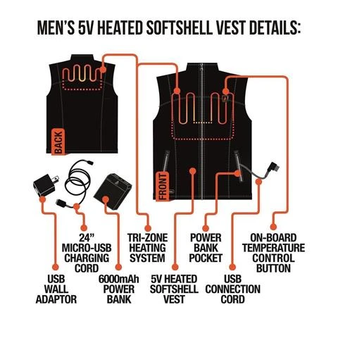 Mens Battery Heated Softshell Vest 3 Mens Battery Heated Softshell Vest - Image 3