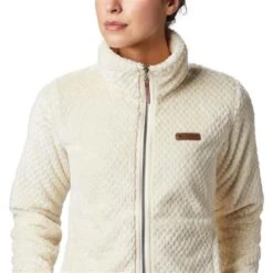 Columbia Fire Side II Sherpa Full Zip - Women's -Ski Supplies Store wcolumbia firesideiisherpafz chalk closefront