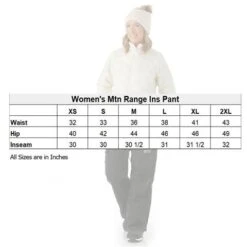 Winter's Edge Mountain Range Insulated Pants - Women's -Ski Supplies Store wtr w01 chart v2